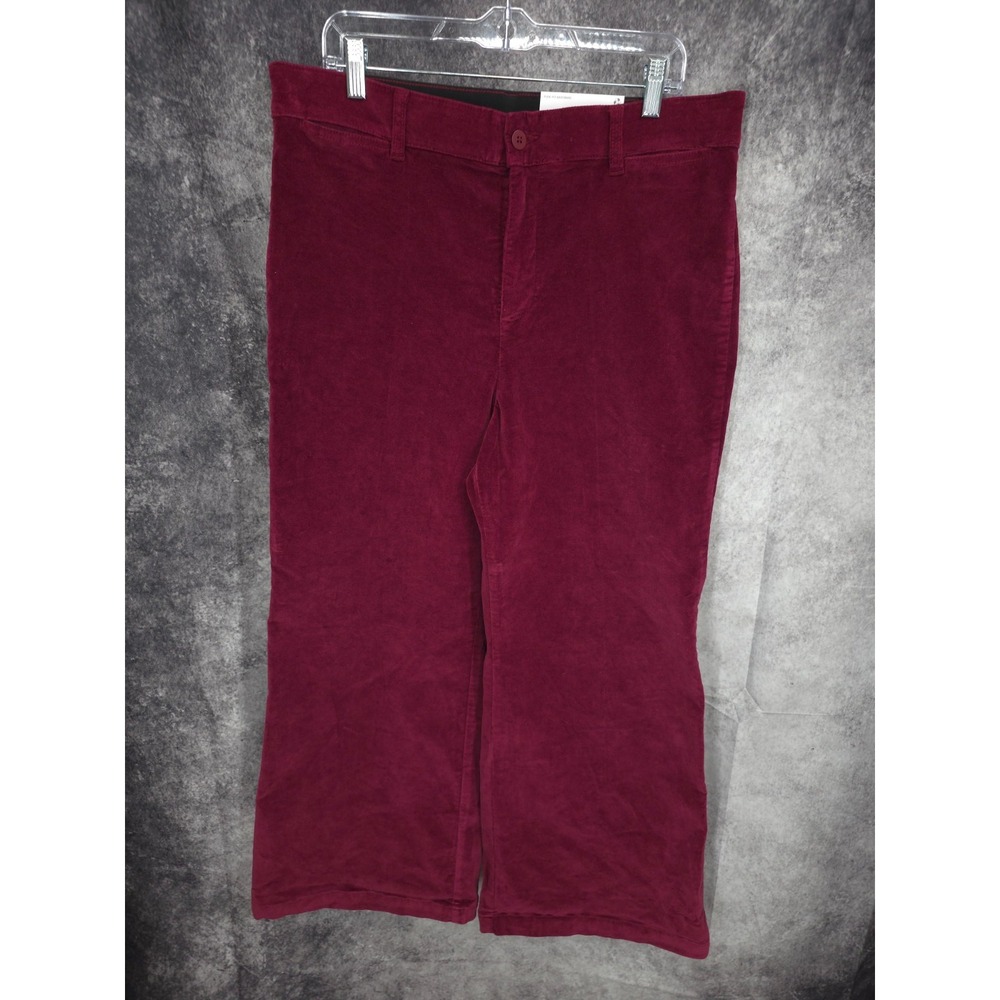 New Liz Claiborne Pants Womens 16P‎ Burgundy Corduroy Velvet Wide Leg High Rise